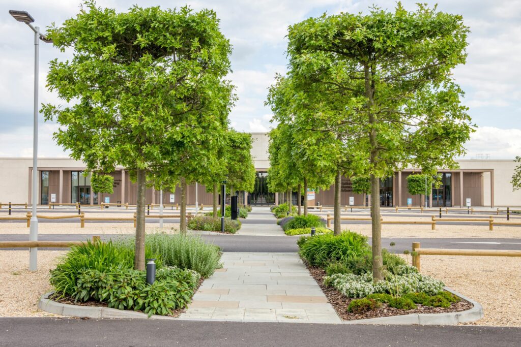 NationalMemorial Arboretum entrance with Hillier Trees